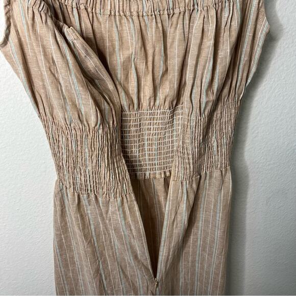 NWT The Jetset Diaries Maya Midi Dress Khaki Stripe High Slit Womens Size S - Picture 5 of 7